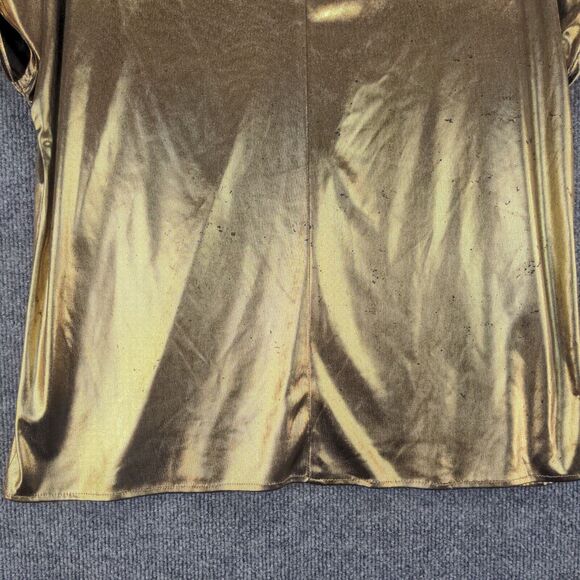 Vintage Joanna Metallic Gold Blouse Womens Size Small Short Sleeve Shiny - Picture 7 of 12